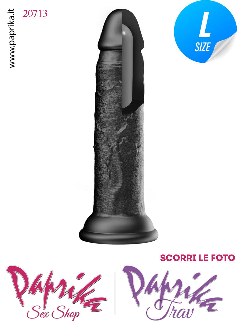 Dildo Unisex Nero Large Silicone Flessibile 20 cm Ø 40 Non Vibrante Ventosa