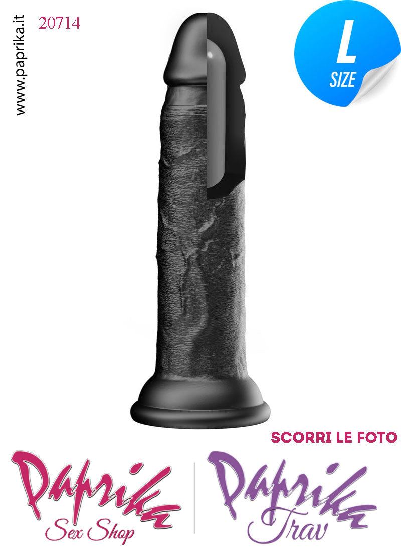 Dildo Unisex Nero Large Silicone Flessibile 23 cm Ø 40 Non Vibrante Ventosa