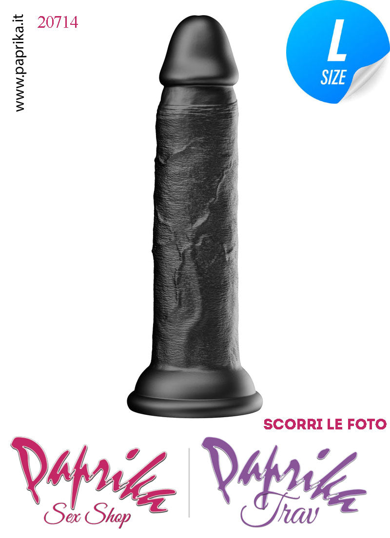 Dildo Unisex Nero Large Silicone Flessibile 23 cm Ø 40 Non Vibrante Ventosa