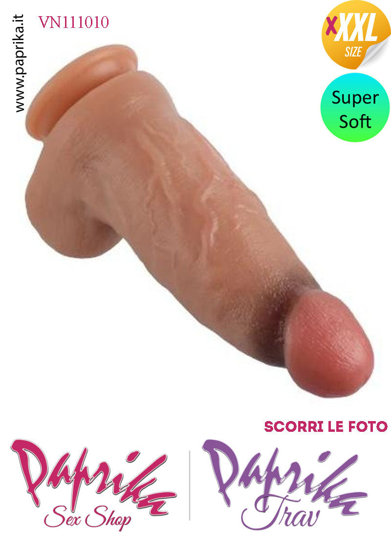 Strap-On Fallo Venature Testicoli XXXL Non Vibrante 18/22 cm Ø 50/70 Ventosa
