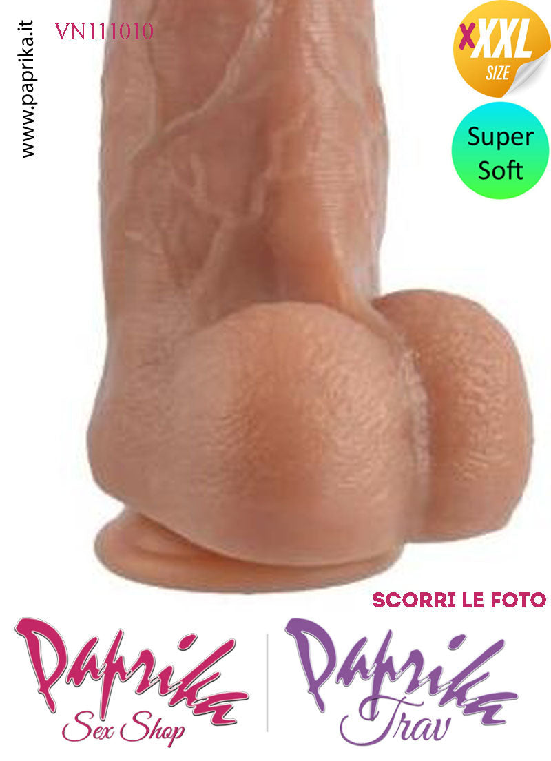 Strap-On Fallo Venature Testicoli XXXL Non Vibrante 18/22 cm Ø 50/70 Ventosa
