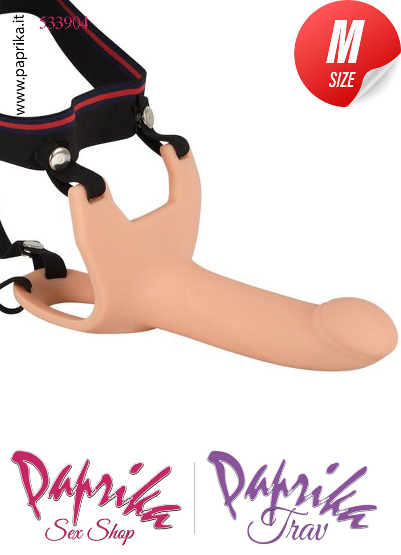 Strap-On Silicone Fallo Cavo Protesi 15 cm Ø 35 Punta Piena 5 cm Non Vibrante