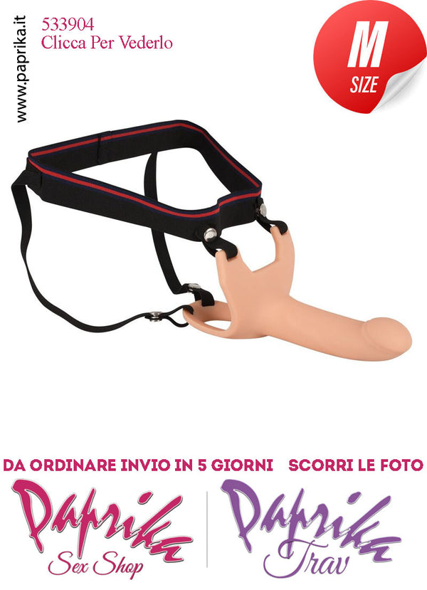 Strap-On Silicone Fallo Cavo Protesi 15 cm Ø 35 Punta Piena 5 cm Non Vibrante