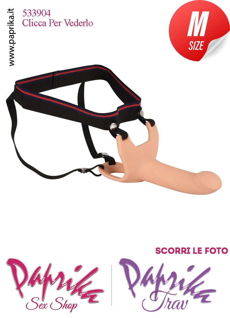 Strap-On Silicone Fallo Cavo Protesi 15 cm Ø 35 Punta Piena 5 cm Non Vibrante