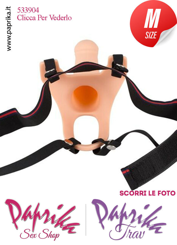 Strap-On Silicone Fallo Cavo Protesi 15 cm Ø 35 Punta Piena 5 cm Non Vibrante