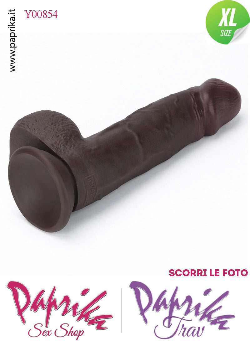 Fallo Testicoli XL Pelle Mobile Silicone Nero 20 cm Ø 46 Ventosa Non Vibrante