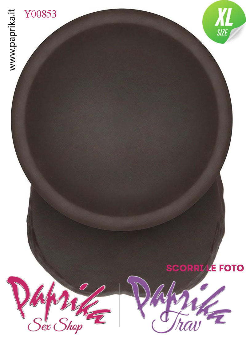 Fallo Testicoli XL Pelle Mobile Silicone Nero 22 cm Ø 46 Ventosa Non Vibrante