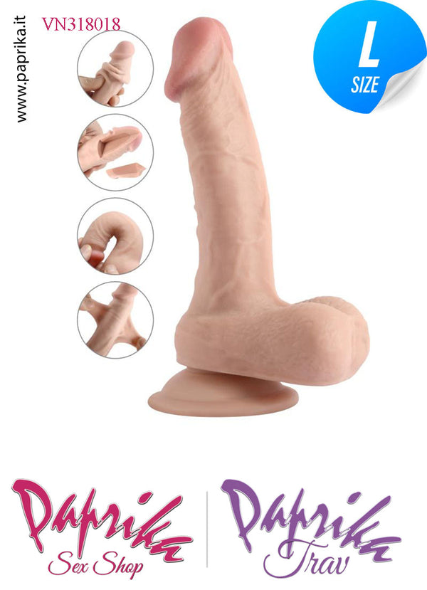 Fallo Testicoli Large Unisex Pelle Mobile Non Vibrante TPR 16,5 cm Ø 37 Ventosa