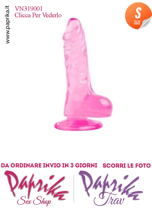 Fallo Dildo Testicoli Rosa Trasparente Small Non Vibrante Unisex 14 cm Ø 23