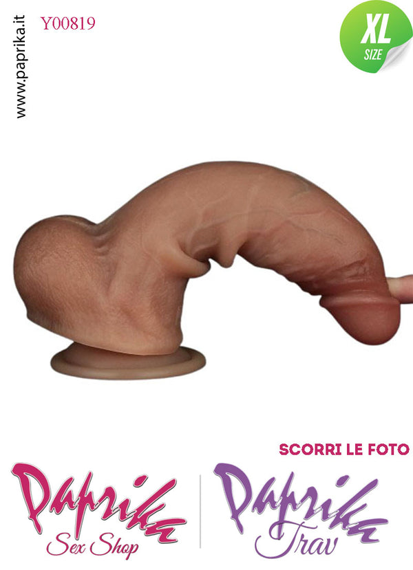 Fallo Testicoli ExtraLarge Pelle Mobile Silicone Mulatto 21 cm Ø 47 Ventosa Non Vibrante