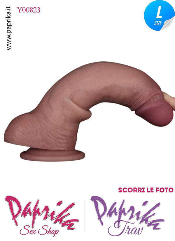 Fallo Testicoli Large Pelle Mobile Silicone Mulatto 19 cm Ø 42 Ventosa Non Vibrante