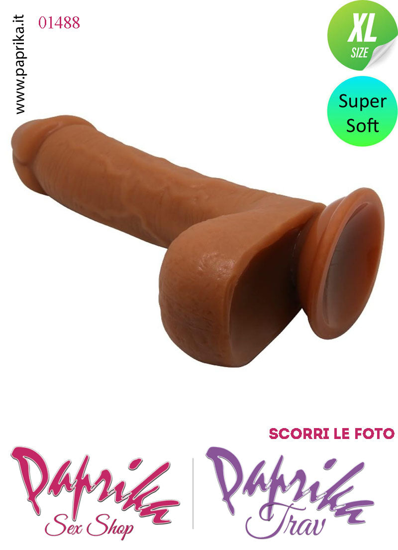 Fallo Testicoli Mulatto XL Unisex TPR 18/22 cm Ø 49 Ventosa Non Vibrante