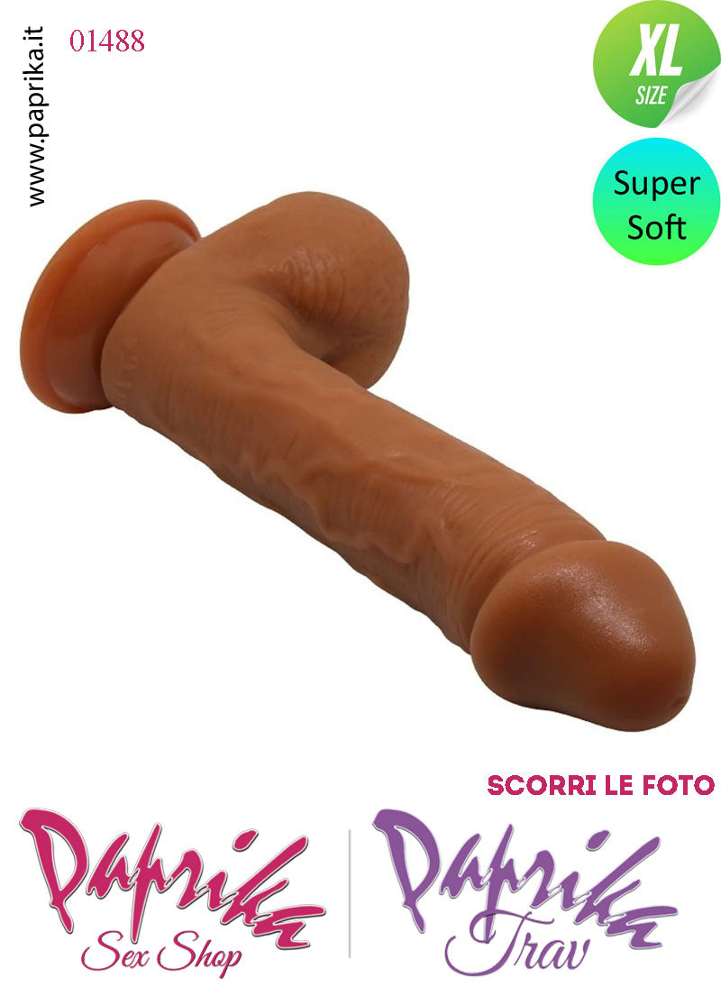 Fallo Testicoli Mulatto XL Unisex TPR 18/22 cm Ø 49 Ventosa Non Vibrante