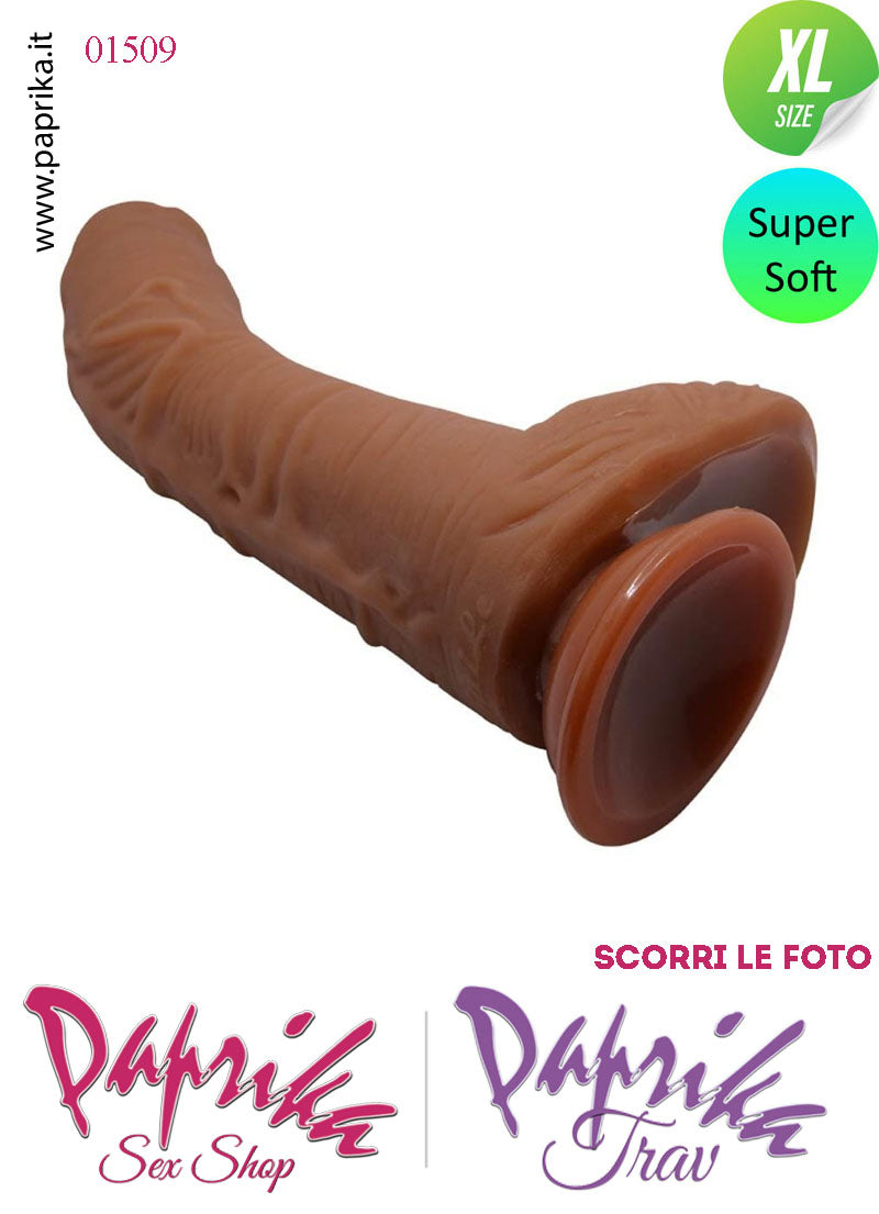 Fallo Testicoli Mulatto XL Piegato Unisex TPR 24/27 cm Ø 50 Ventosa Non Vibrante