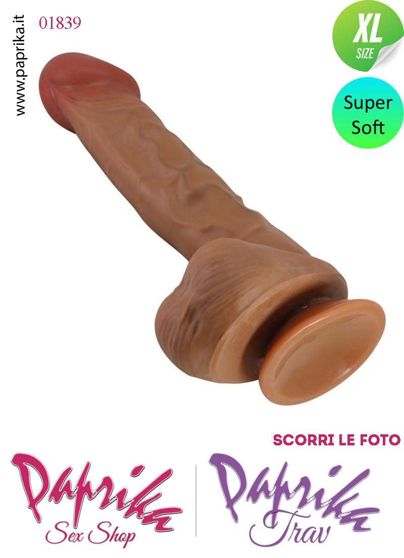 Fallo Testicoli Mulatto Venature XL Unisex TPR 24 cm Ø 55 Ventosa Non Vibrante