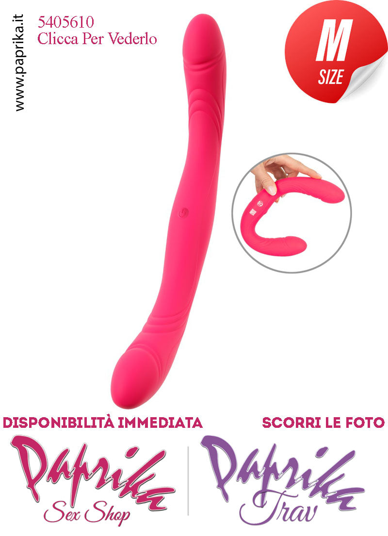 Fallo Doppio 2 Estremità 2 Partner Vibrante 33 cm Ø 35 Silicone Rosa
