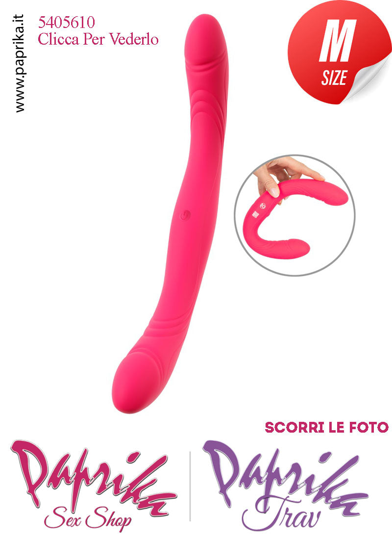 Fallo Doppio 2 Estremità 2 Partner Vibrante 33 cm Ø 35 Silicone Rosa