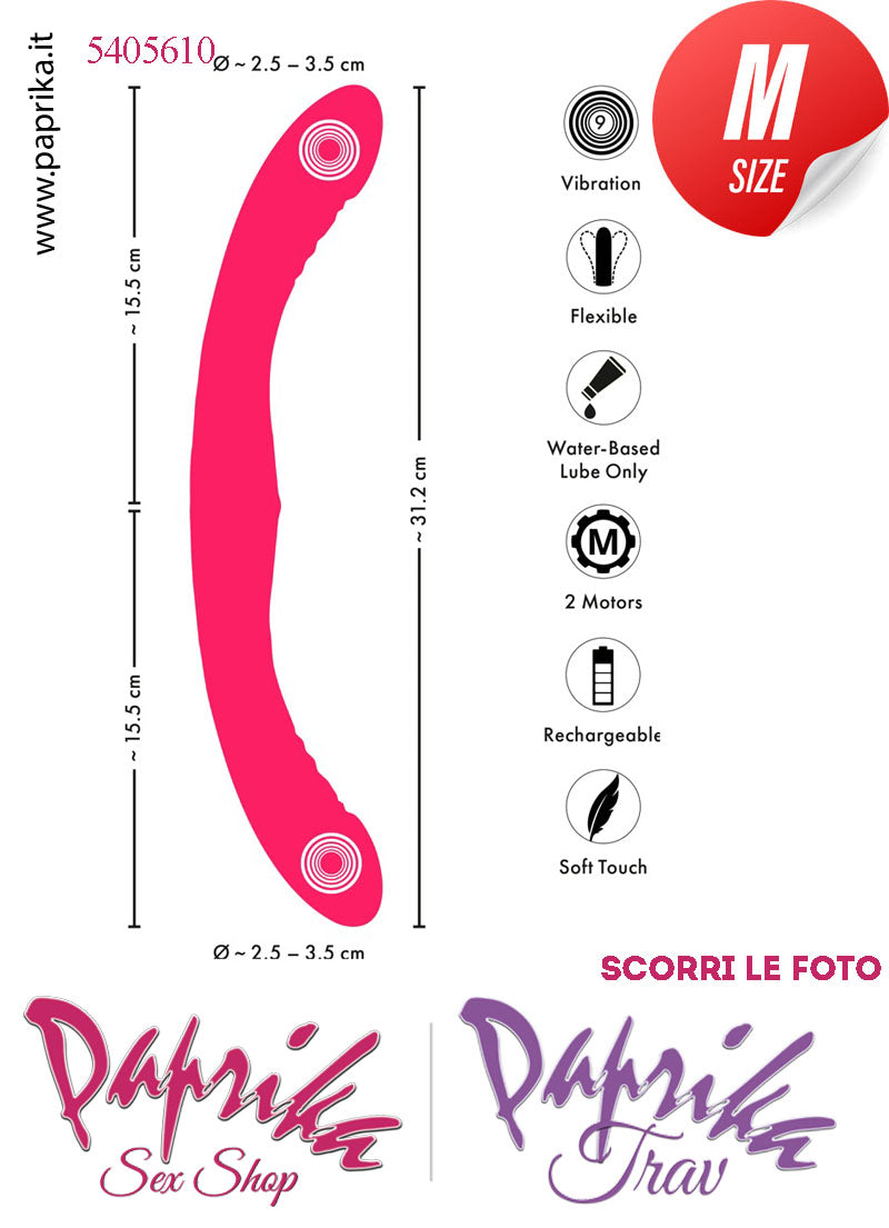 Fallo Doppio 2 Estremità 2 Partner Vibrante 33 cm Ø 35 Silicone Rosa
