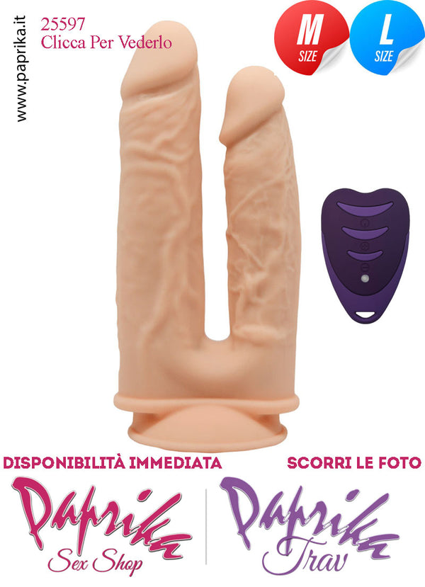 Fallo Doppio Vibrante Telecomando 13/15 cm Ø 33/42 Ventosa 10 Velocità