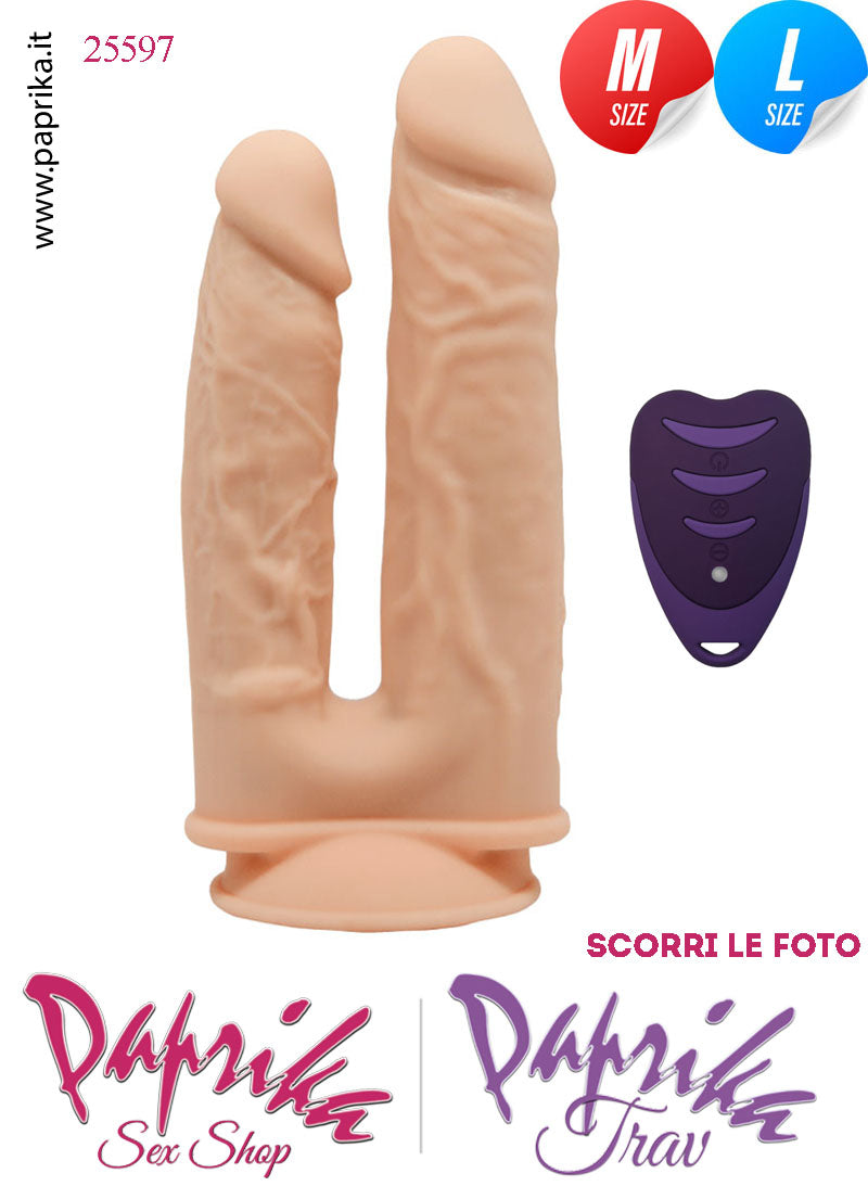 Fallo Doppio Vibrante Telecomando 13/15 cm Ø 33/42 Ventosa 10 Velocità