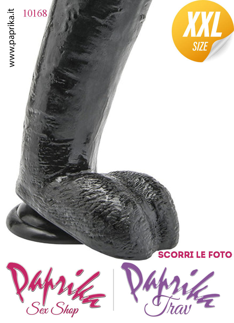 Strap-On Fallo Nero XXL Non Vibrante 22/27 cm Ø 62 Mutanda 3 Anelli Acciaio