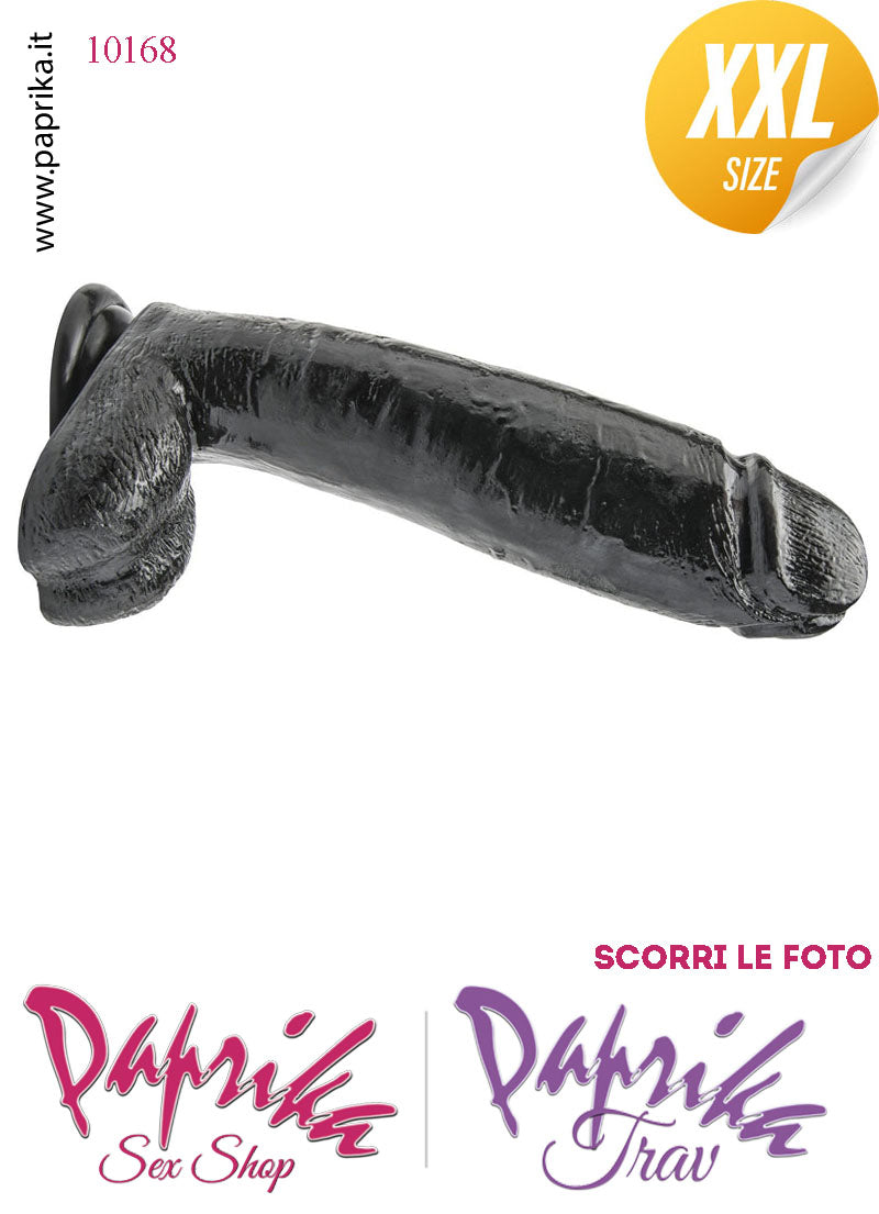 Strap-On Fallo Nero XXL Non Vibrante 22/27 cm Ø 62 Mutanda 3 Anelli Acciaio