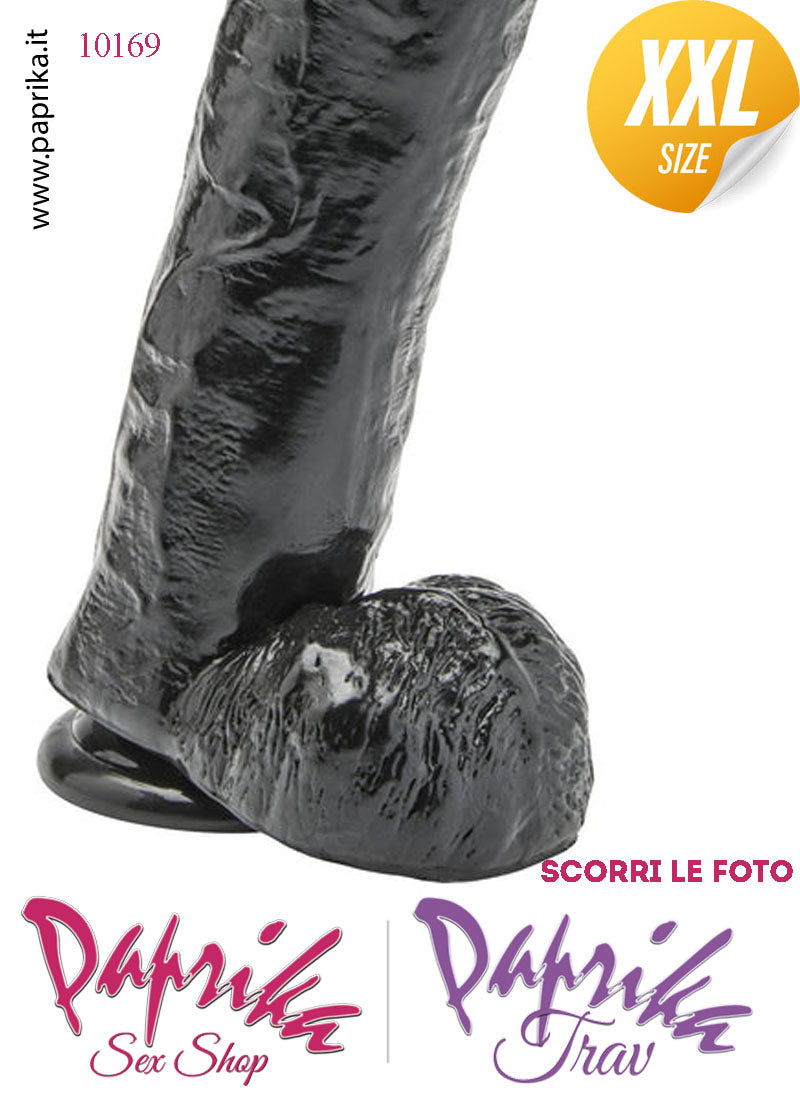 Strap-On Fallo Nero XXL Non Vibrante 23/28 cm Ø 62 Mutanda 3 Anelli Acciaio