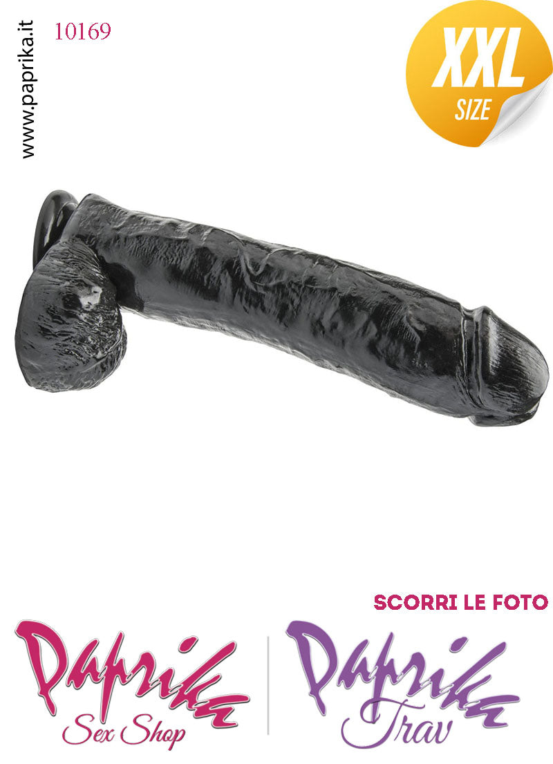 Strap-On Fallo Nero XXL Non Vibrante 23/28 cm Ø 62 Mutanda 3 Anelli Acciaio