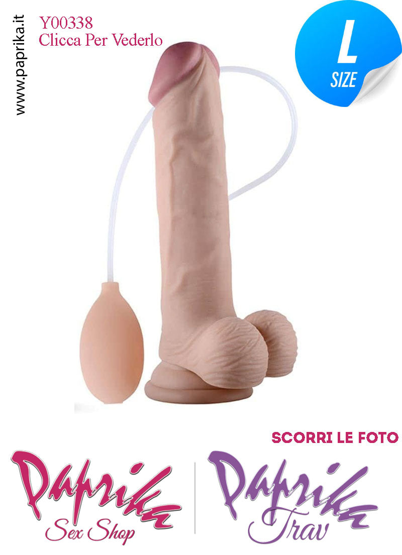 Fallo Testicoli TPE Non Vibrante Eiaculazione Squirting 20 cm Ø 44 Unisex Ventosa