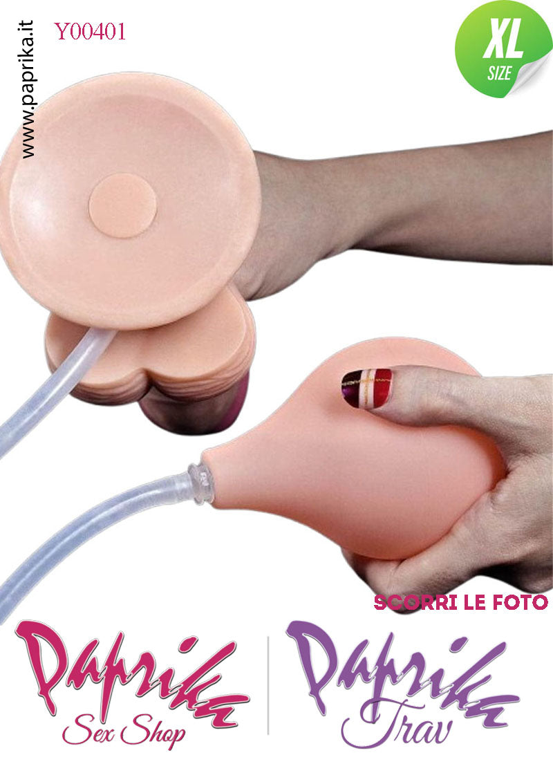 Fallo Testicoli TPE Non Vibrante Eiaculazione Squirting 26 cm Ø 50 Unisex Ventosa