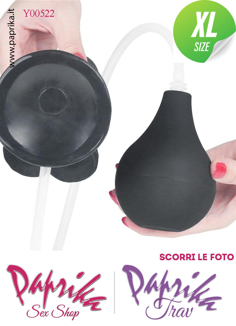 Fallo Testicoli Nero TPE Non Vibrante Eiaculazione Squirting 21 cm Ø 48 Unisex Ventosa