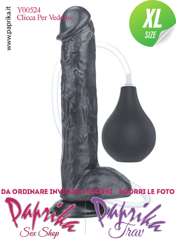 Fallo Testicoli TPE Nero Non Vibrante Eiaculazione Squirting 26 cm Ø 50 Unisex Ventosa