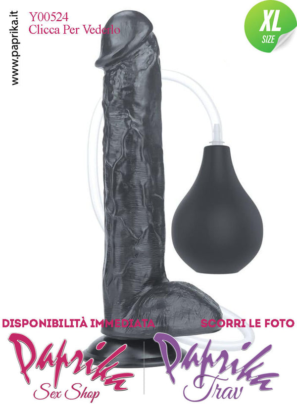 Fallo Testicoli TPE Nero Non Vibrante Eiaculazione Squirting 26 cm Ø 50 Unisex Ventosa