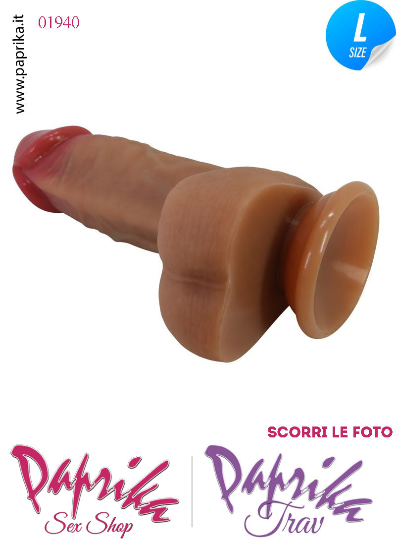 Fallo Testicoli Silicone Large 18 cm Ø 42 Non Vibrante Ventosa