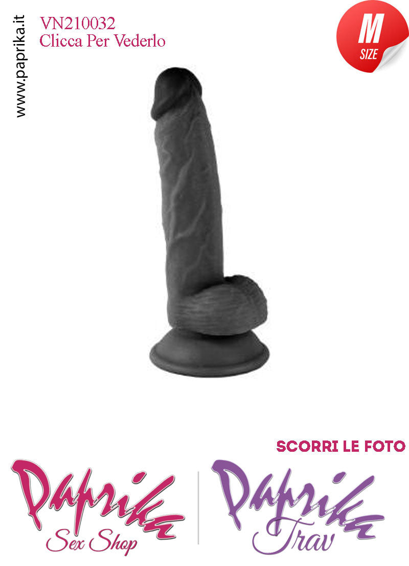 Fallo Dildo Unisex Medium Pvc Nero Venature Non Vibrante 13/15 cm Ø 34 Ventosa