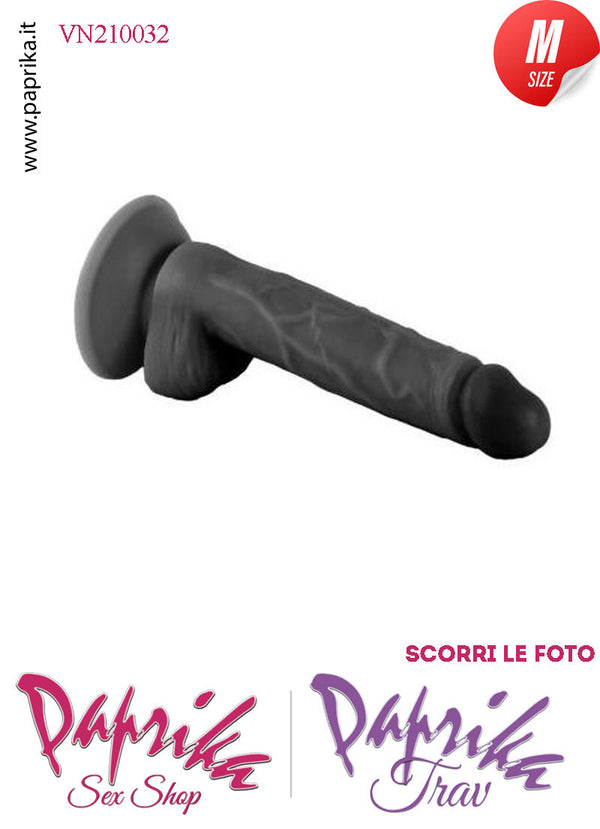 Fallo Dildo Unisex Medium Pvc Nero Venature Non Vibrante 13/15 cm Ø 34 Ventosa