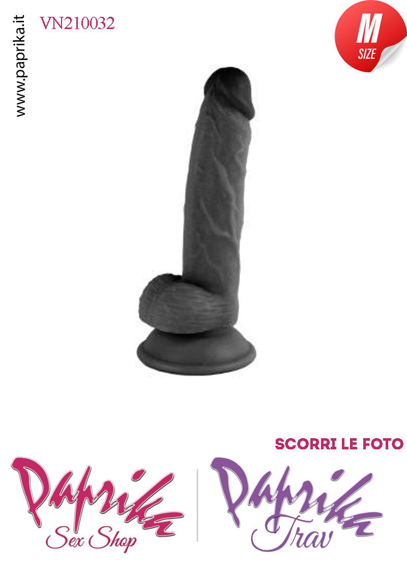 Fallo Dildo Unisex Medium Pvc Nero Venature Non Vibrante 13/15 cm Ø 34 Ventosa
