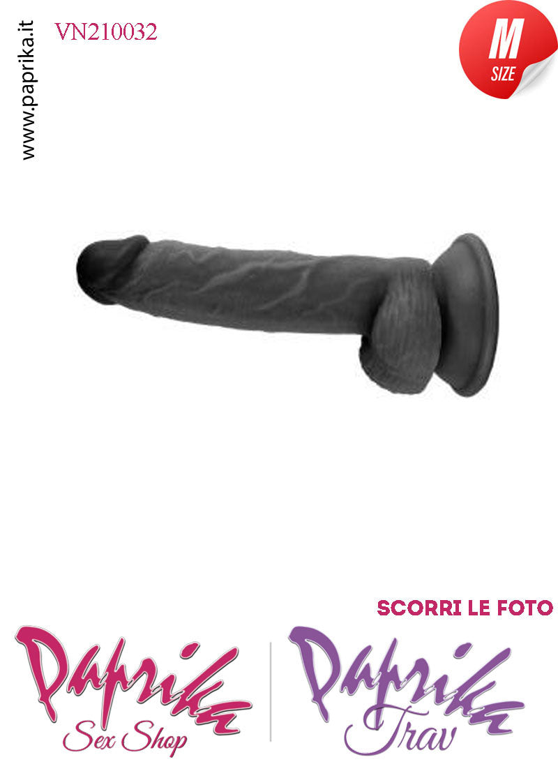 Fallo Dildo Unisex Medium Pvc Nero Venature Non Vibrante 13/15 cm Ø 34 Ventosa