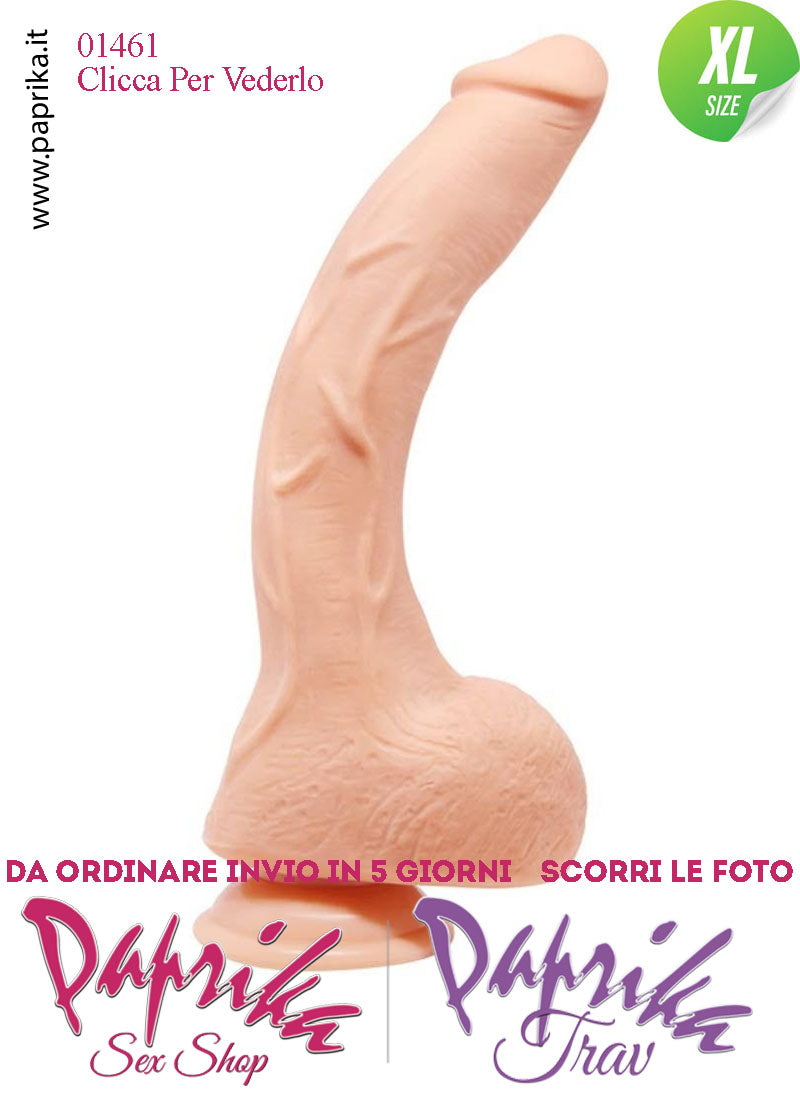 Fallo Testicoli XL Piegato Unisex TPR 24/27 cm Ø 50 Ventosa Non Vibrante