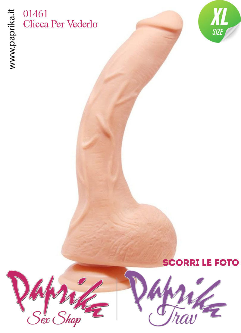 Fallo Testicoli XL Piegato Unisex TPR 24/27 cm Ø 50 Ventosa Non Vibrante