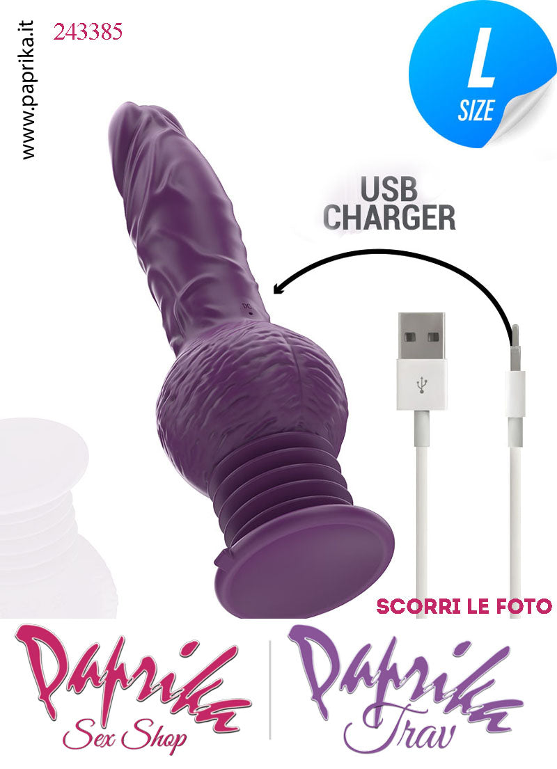 Vibratore & Su e Giù Potente Ventosa Silicone 3 + 9 Velocità Inseribile 13 cm Ø 41