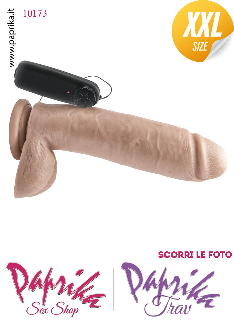 Strap-On XXL Vibrante Pile 22/27 cm Ø 62 Mutanda 3 Anelli Acciaio