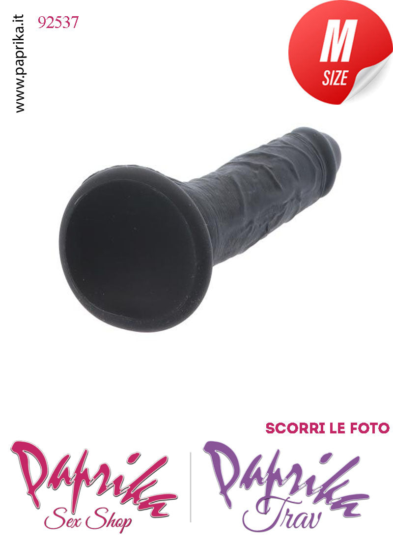 Strap-On Fallo Nero Medium Non Vibrante Unisex 15 cm Ø 35 Silicone Realistico