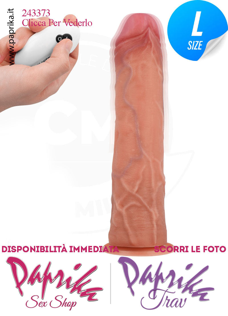Vibratore Silicone Telecomando Ventosa 10 Velocità Venature Stimolanti 22 cm Ø 45/50