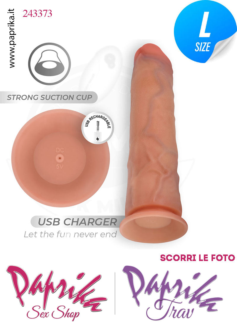 Vibratore Silicone Telecomando Ventosa 10 Velocità Venature Stimolanti 22 cm Ø 45/50
