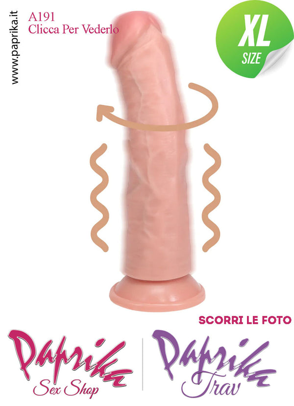 Fallo Vibrante e Rotante Pvc Ventosa Venature Stimolanti 10 Velocità 20 cm Ø 45