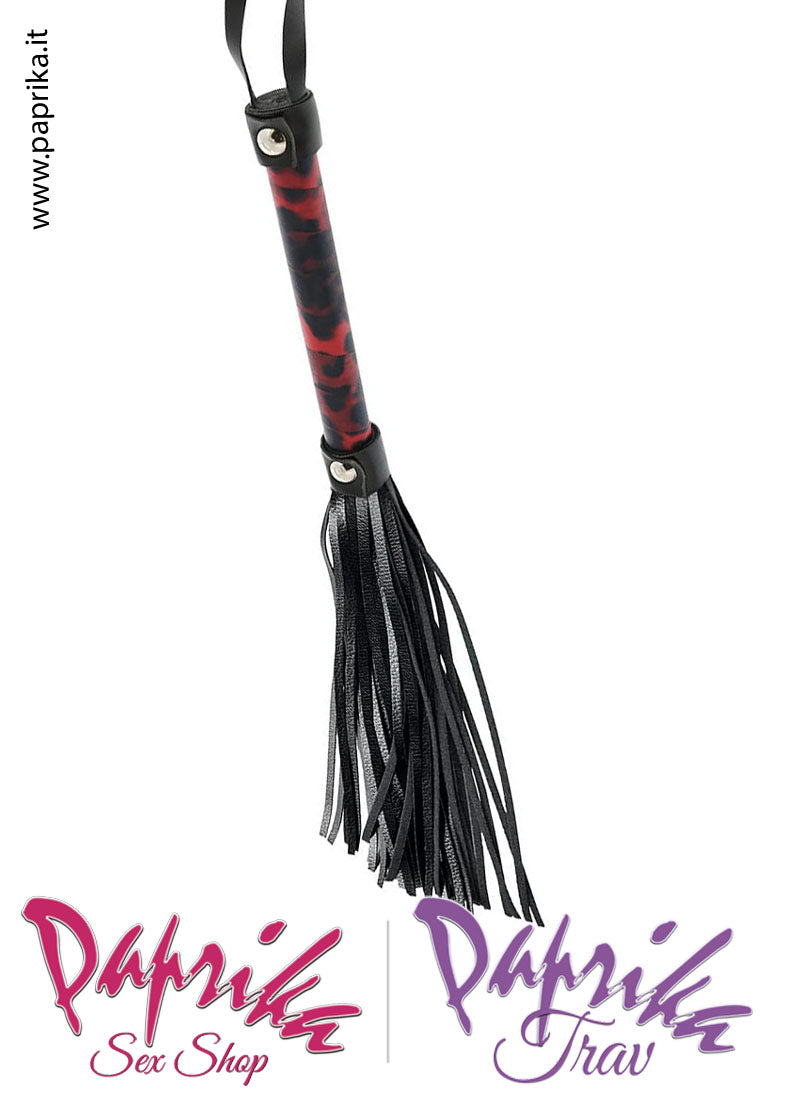 Flogger Indolore Frusta Vinile 37 cm Manico Bicolore Legno Ricoperto