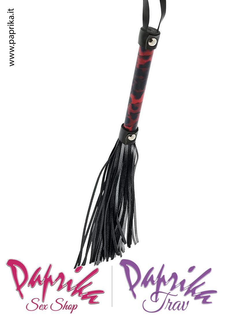 Flogger Indolore Frusta Vinile 37 cm Manico Bicolore Legno Ricoperto