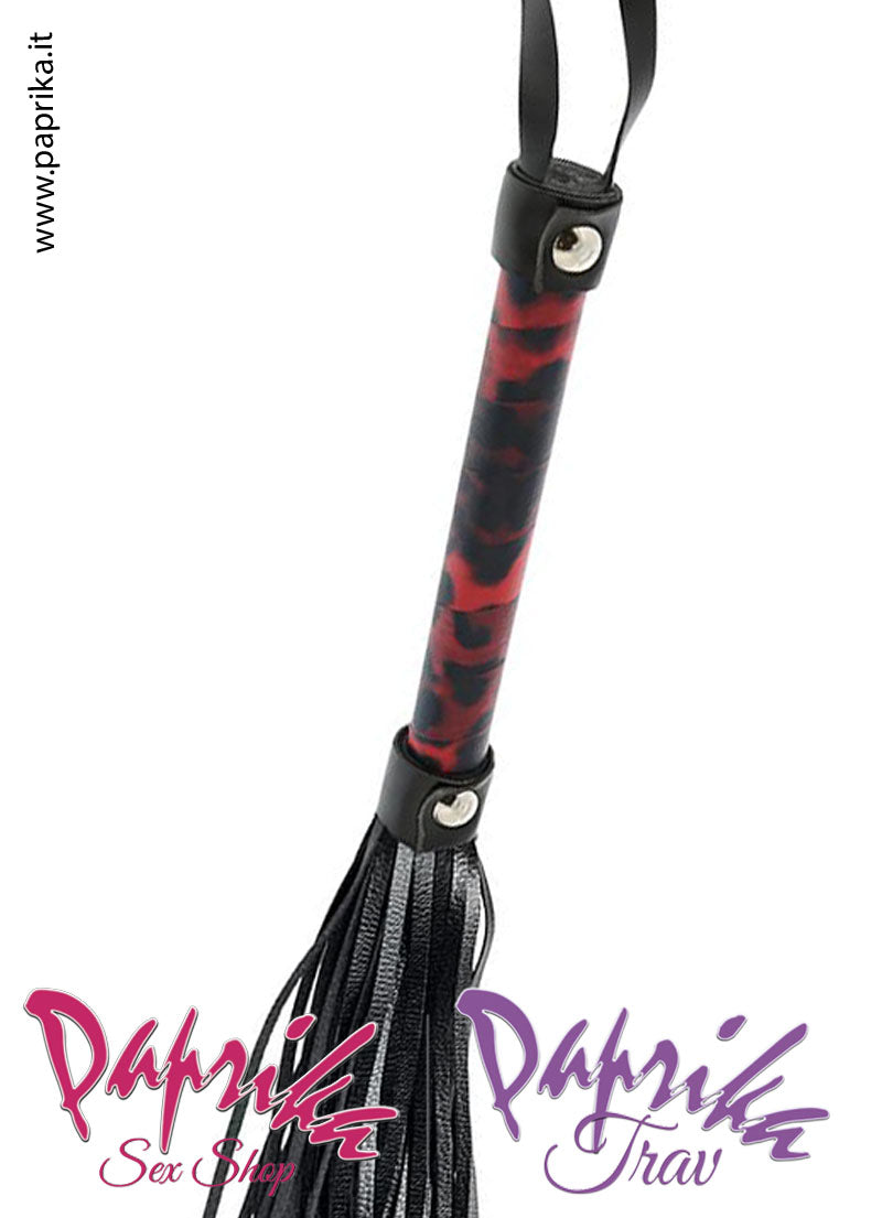 Flogger Indolore Frusta Vinile 37 cm Manico Bicolore Legno Ricoperto