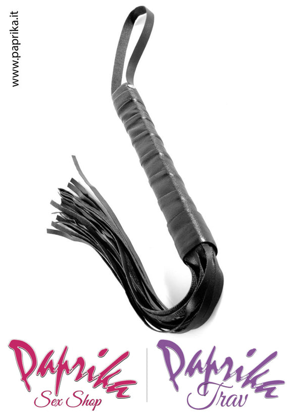 Flogger Indolore Frusta Vinile Pvc 50 cm Manico Legno Ricoperto